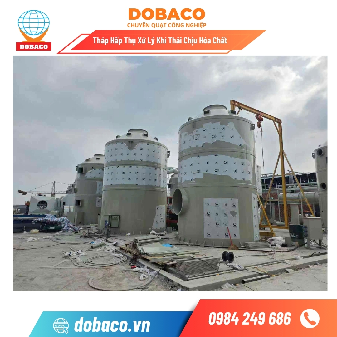 Tháp Hấp Thụ Xử Lý Khí Thải Chịu Hóa Chất Thấp hấp thụ xử lý khí thải