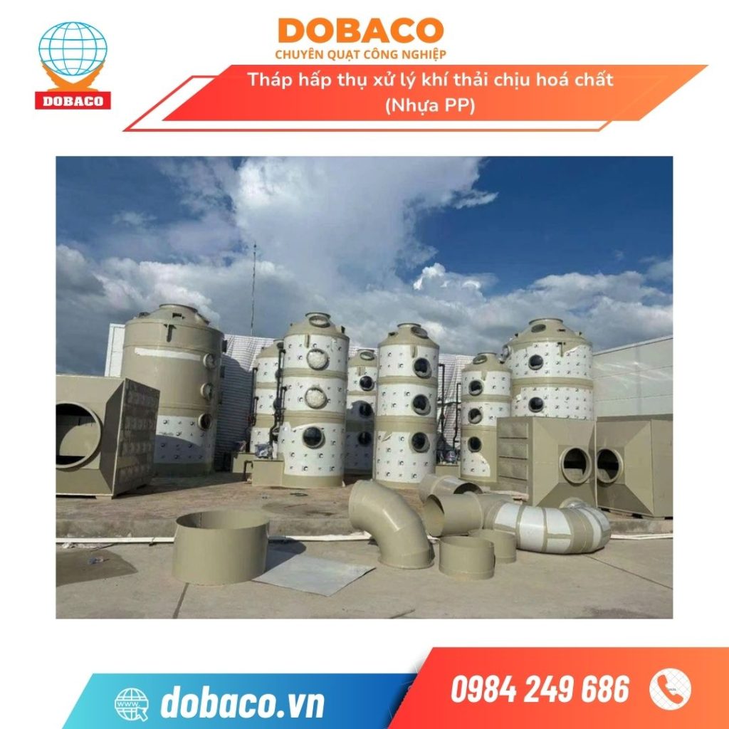 Tháp hấp thụ xử lý khí thải chịu hoá chất (Nhựa PP)