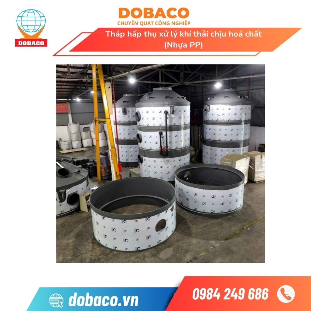 Tháp hấp thụ xử lý khí thải chịu hoá chất (Nhựa PP)