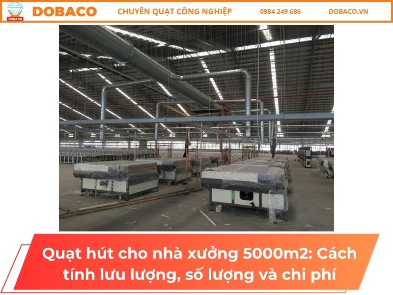 Quạt hút cho nhà xưởng 5000m2: Cách tính lưu lượng, số lượng và chi phí