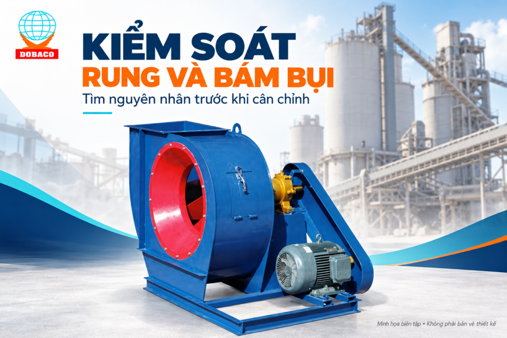 Quạt công nghiệp cho nhà máy xi măng Kiểm soát rung và bám bụi.