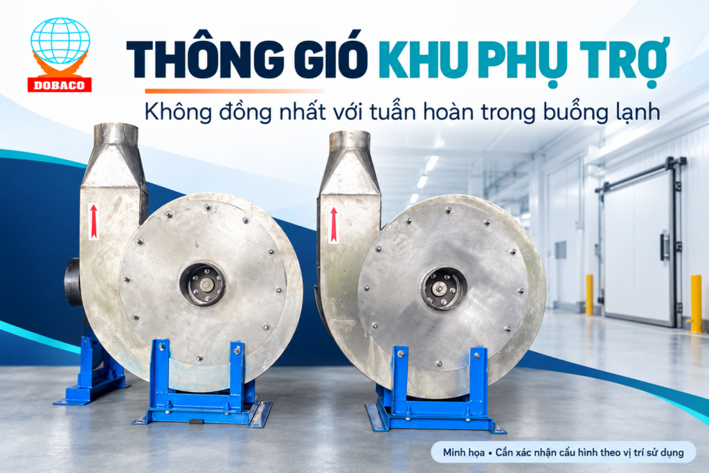 Quạt công nghiệp cho kho lạnh Thông gió khu phụ trợ.