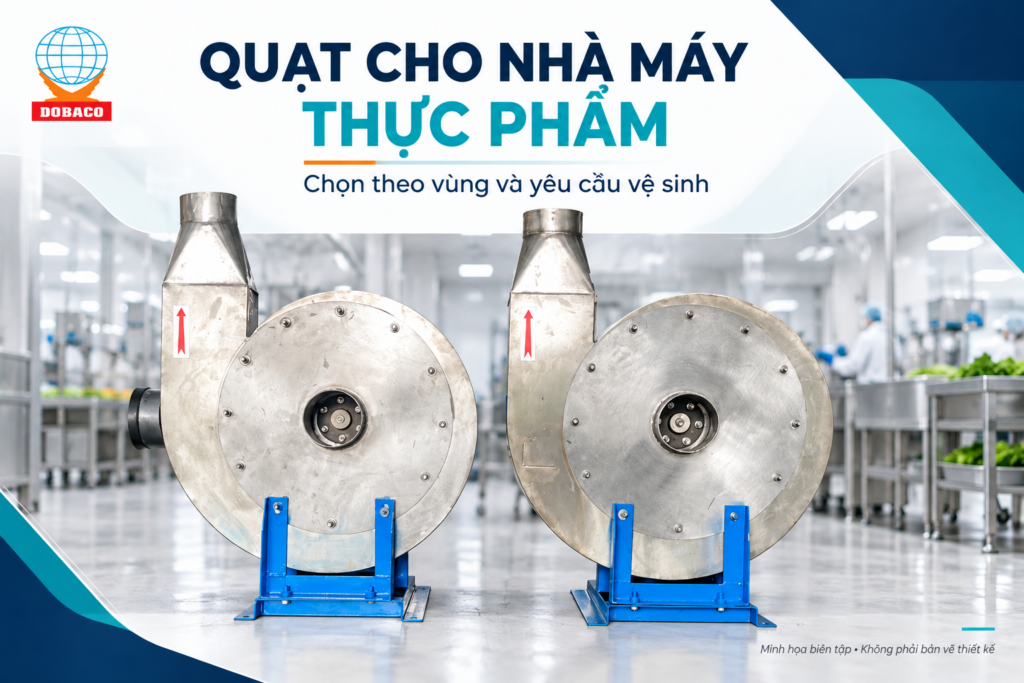 Quạt công nghiệp cho nhà máy thực phẩm: chọn theo vùng